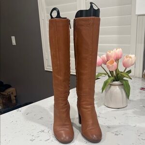 Nine West leather Cognac Knee High Boots Great condition!!